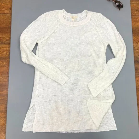 Eileen Fisher White Crew Neck Tunic Sweater Organic Linen Blend Long Sleeve Sz S - Picture 15 of 16